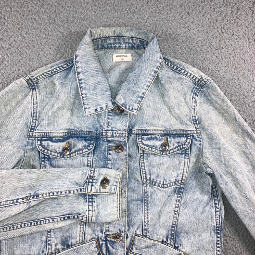 Acid Wash Denim Jacket Womens XS/S Cowgirl Coastal Indie Sleaze Retro 90s Boho